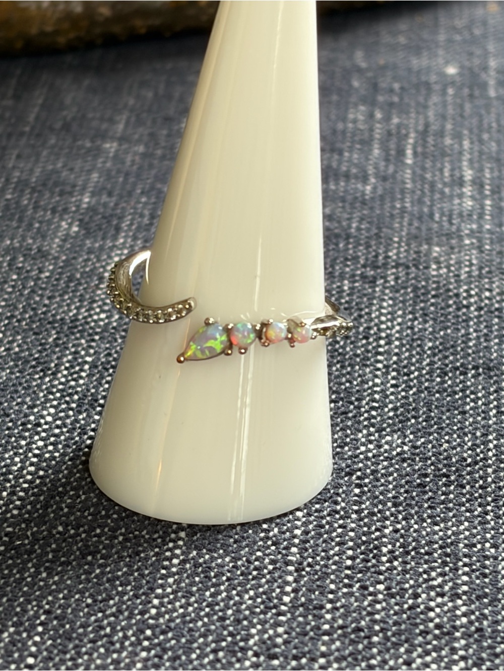 BP - OCTOBER BIRTHDAY- FIRE OPAL ON RHODIUM - SIZE 10